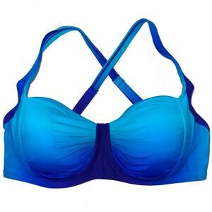 Bleu by Rod Beattie Underwire Ombre Blue Molded Cup Bikini Top Size 34D